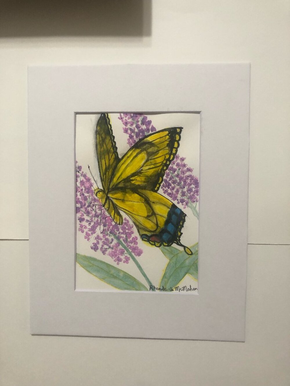 Tiger Swallowtail Butterfly on Lilac Watercolor Painting